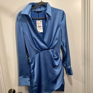 Silk light blue Zara dress